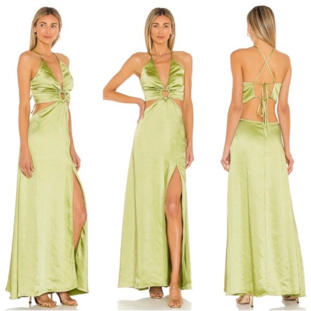 LPA Lime Backless Maxi Dress